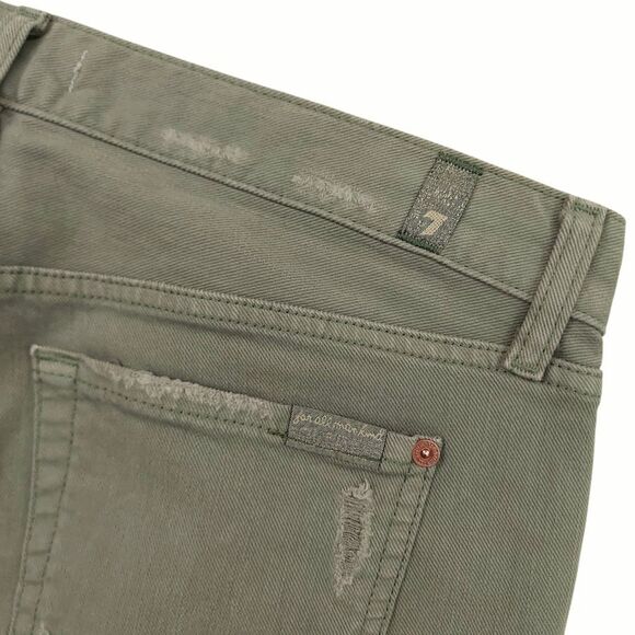 7 For All Mankind Jeans Womens 29 Green Slim Straight Stretch High Rise Denim - Picture 5 of 11